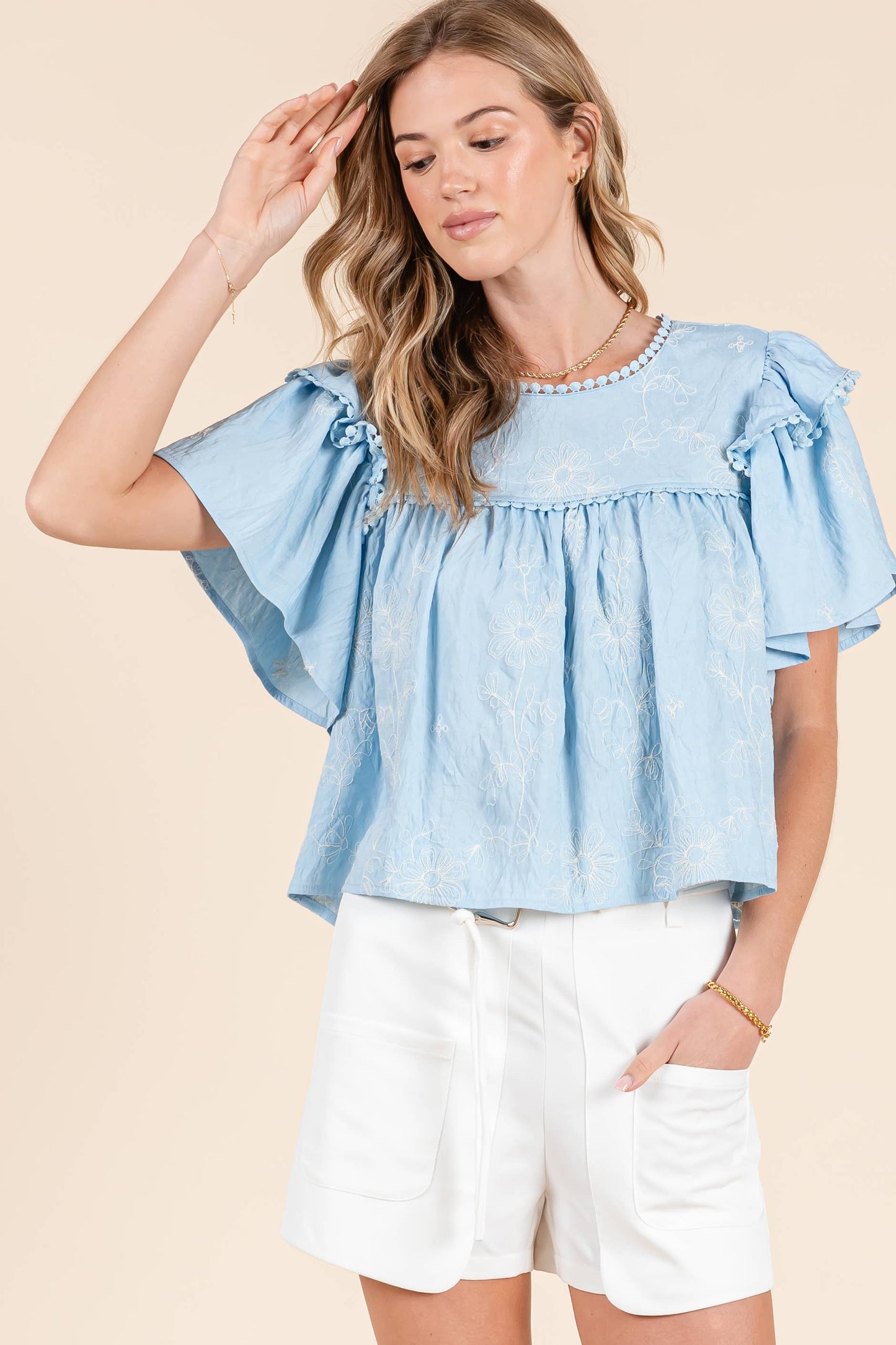 Baby Blue Ruffle Top