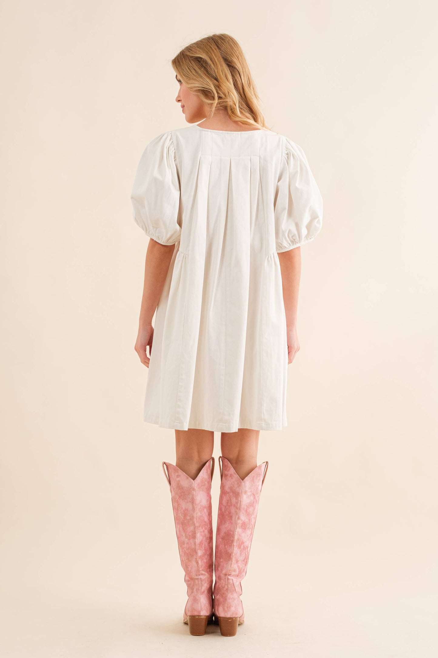 Pink Pleated Babydoll Dress