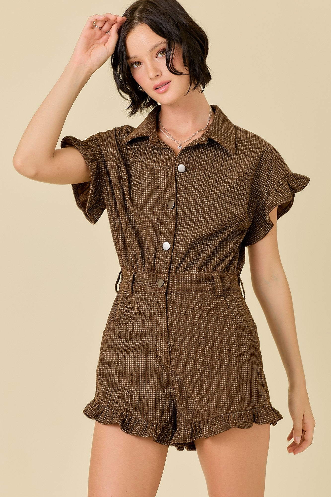 Gingham Corduroy Romper