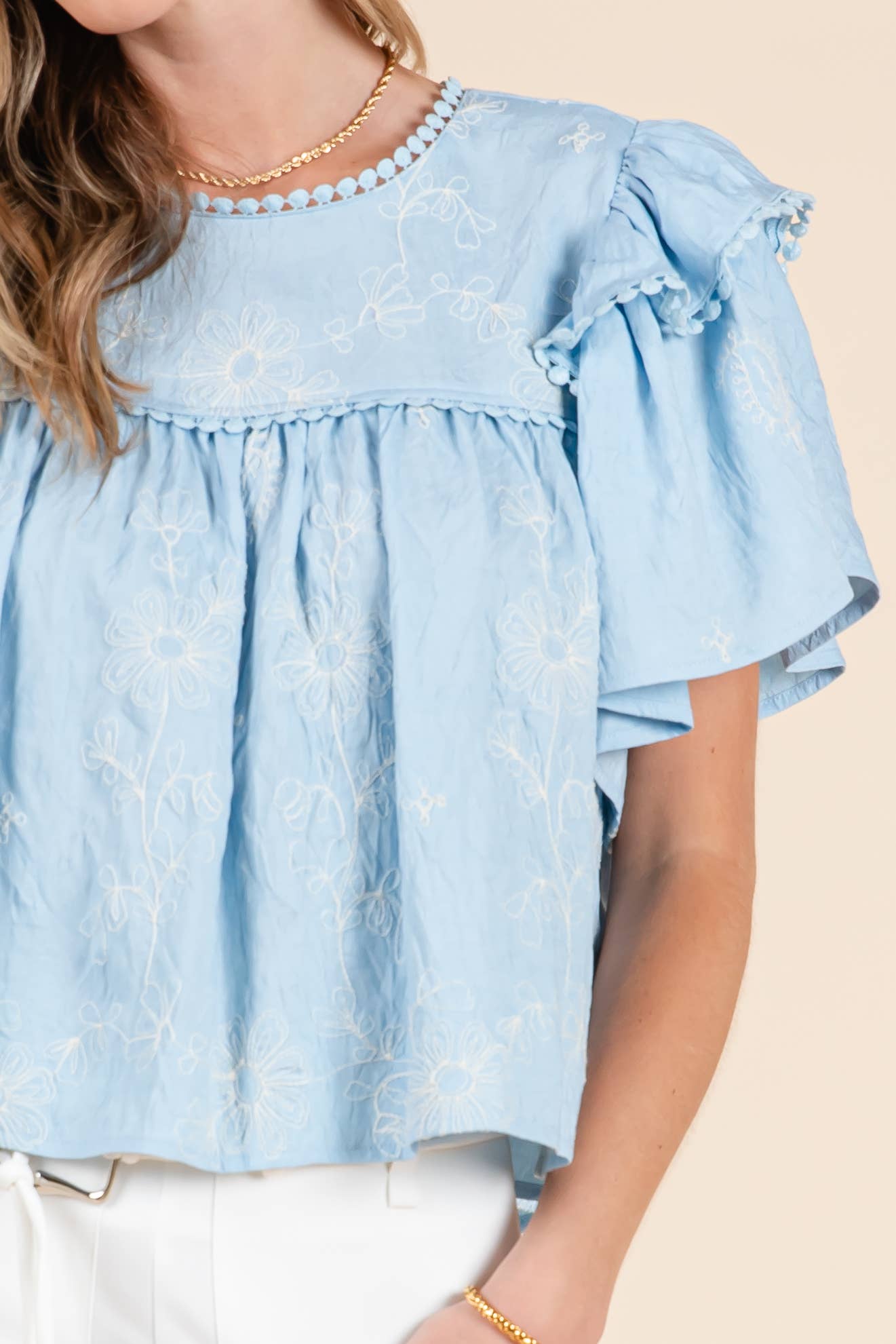 Baby Blue Ruffle Top