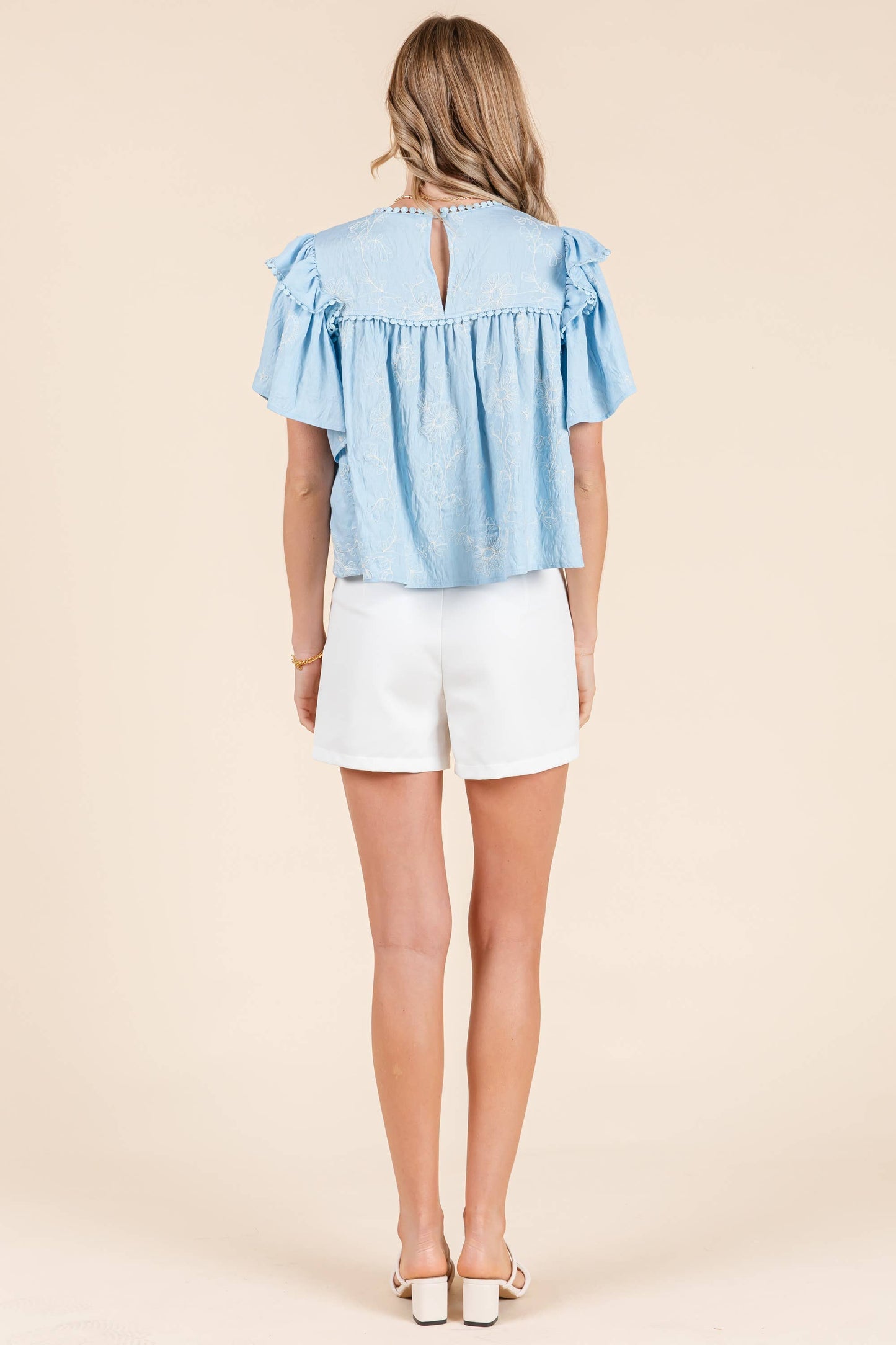 Baby Blue Ruffle Top