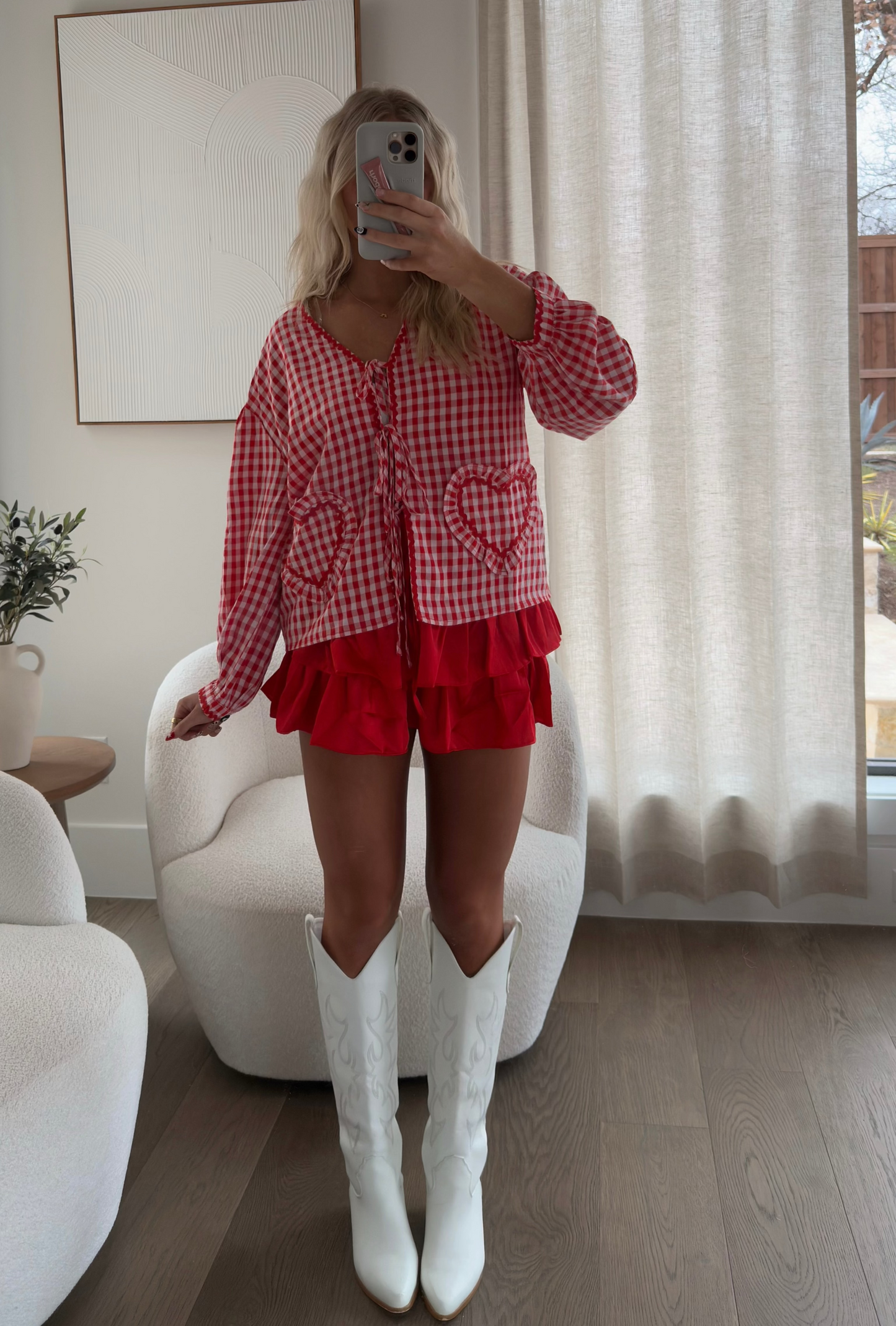 Red Heart Gingham Top