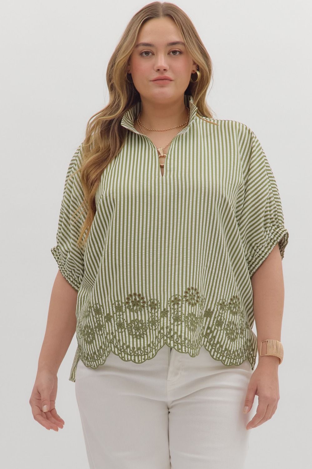 Olive Striped Blouse