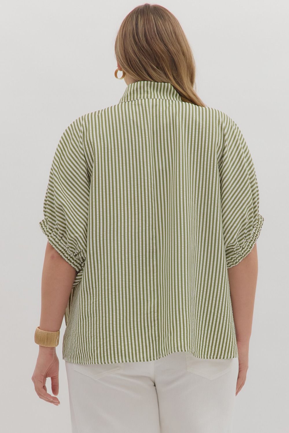 Olive Striped Blouse