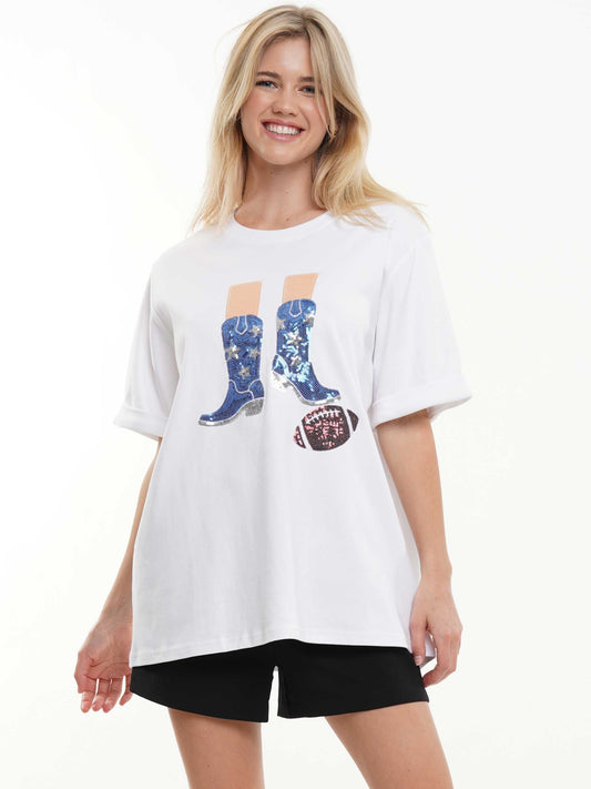 Western Boots Football Tee