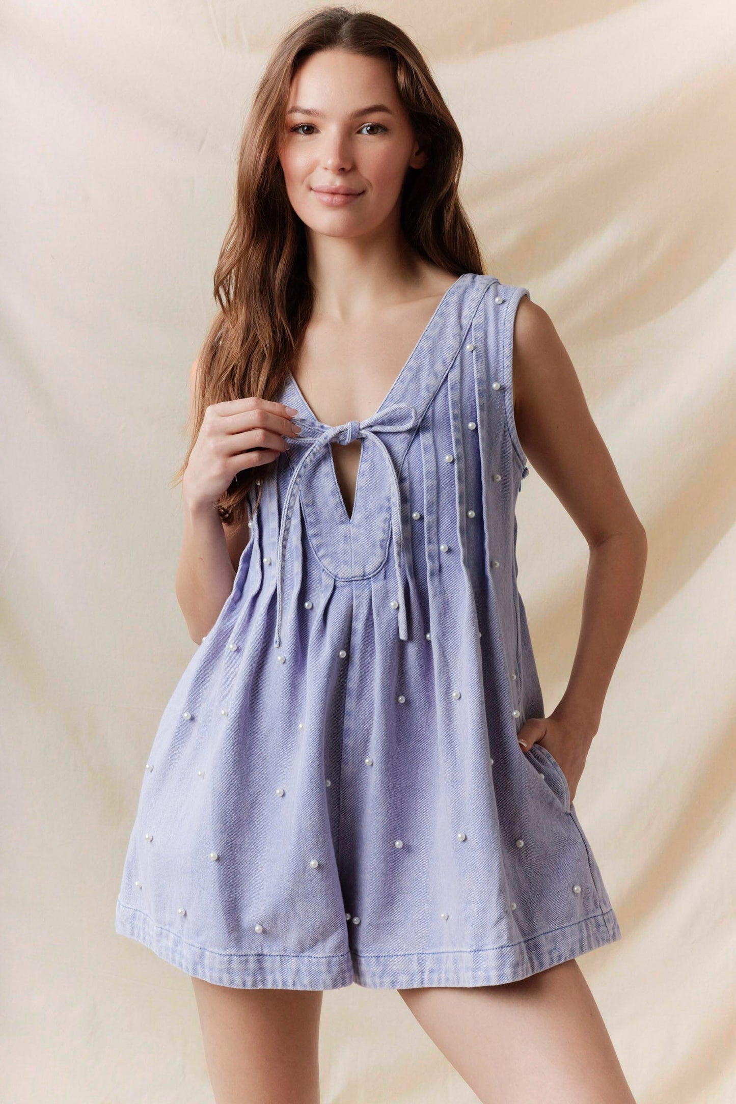 Pearl Denim Romper
