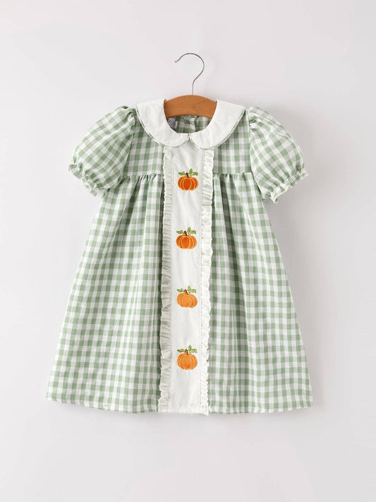 Pumpkin Plaid Girls Dress