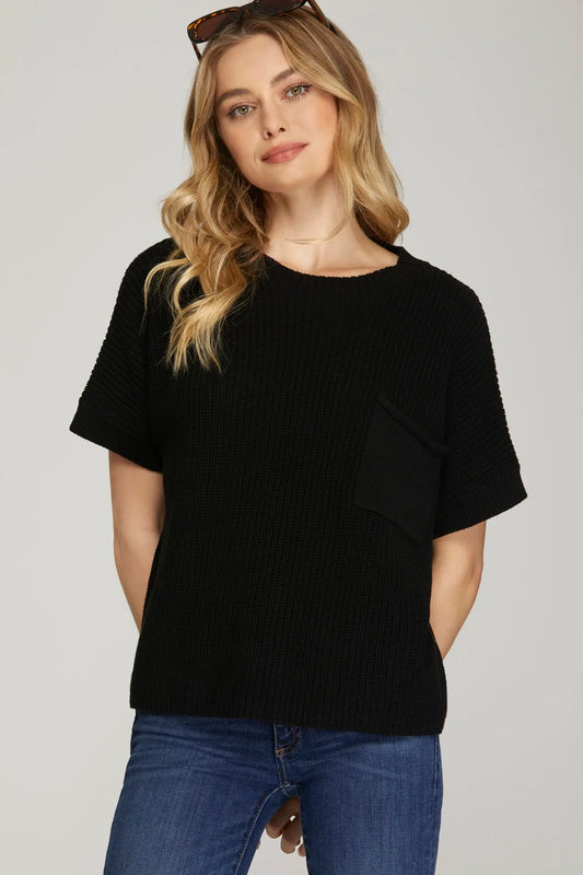 Drop Shoulder Knit Sweater