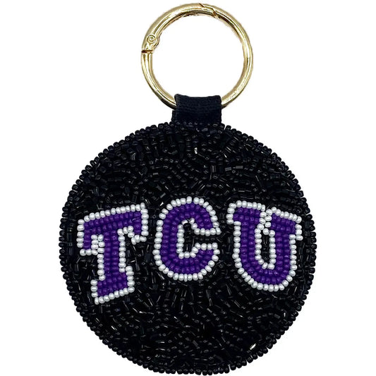 TCU Beaded Keychain