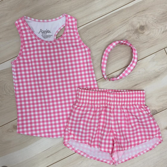 Gingham Active Tank for Girls
