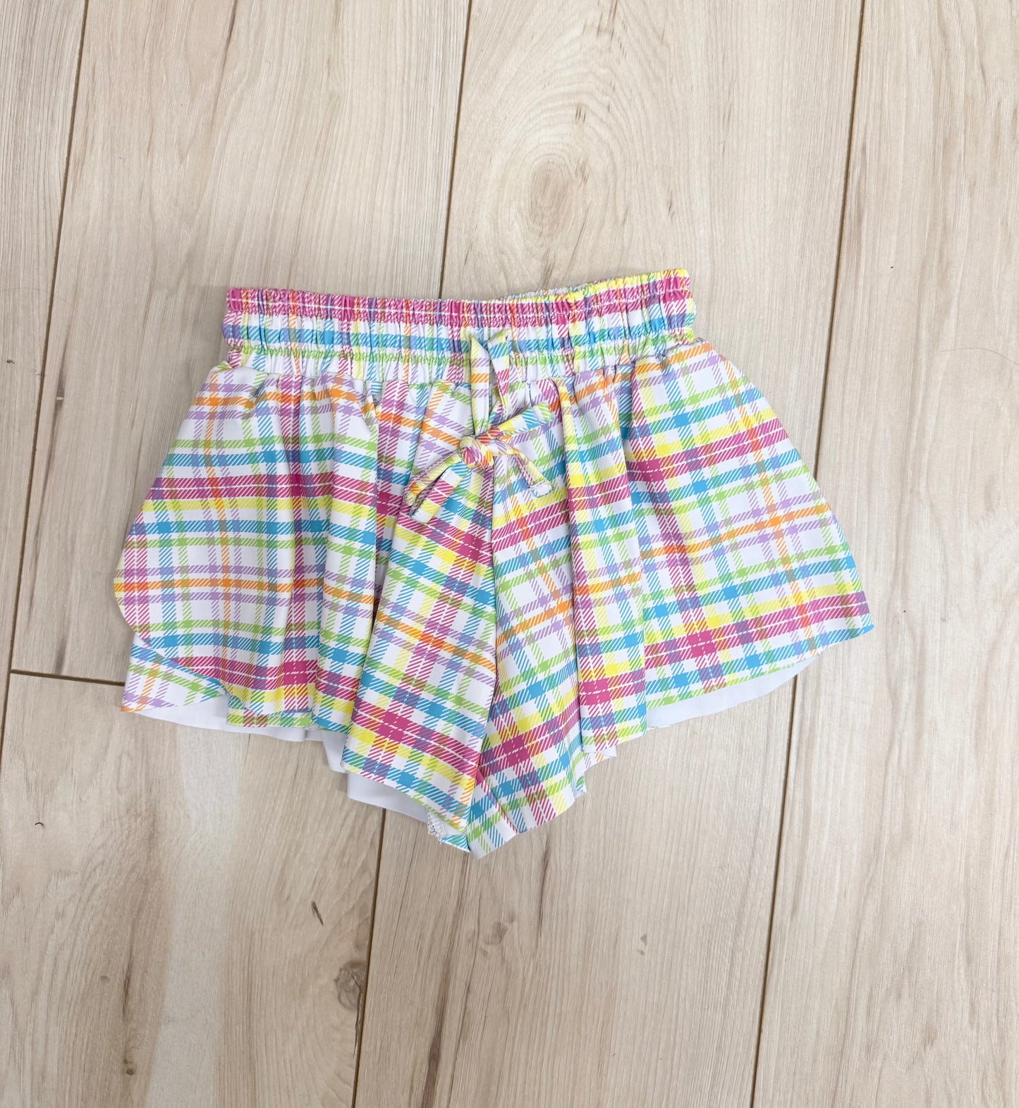Neon Plaid Butterfly Shorts
