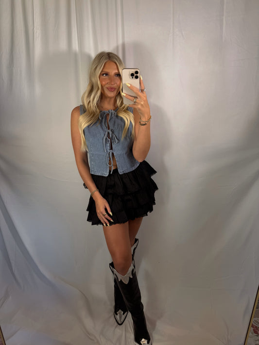 Denim Tie Vest