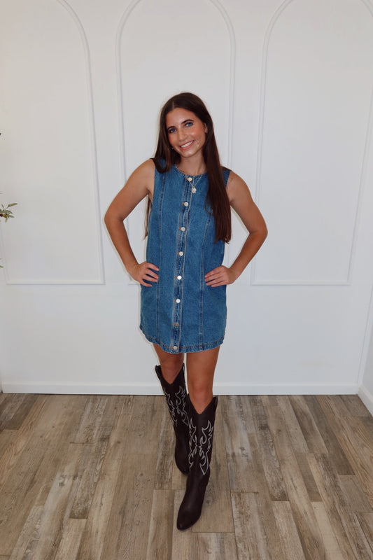 Button Down Denim Mini