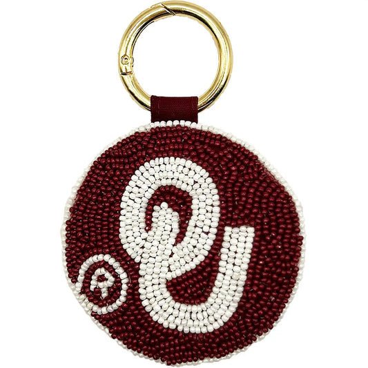 OU Beaded Keychain