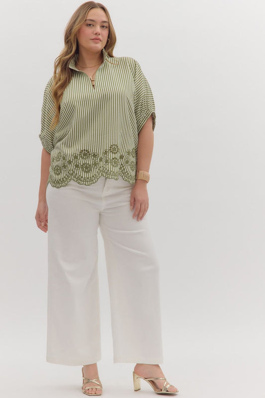 Olive Striped Blouse